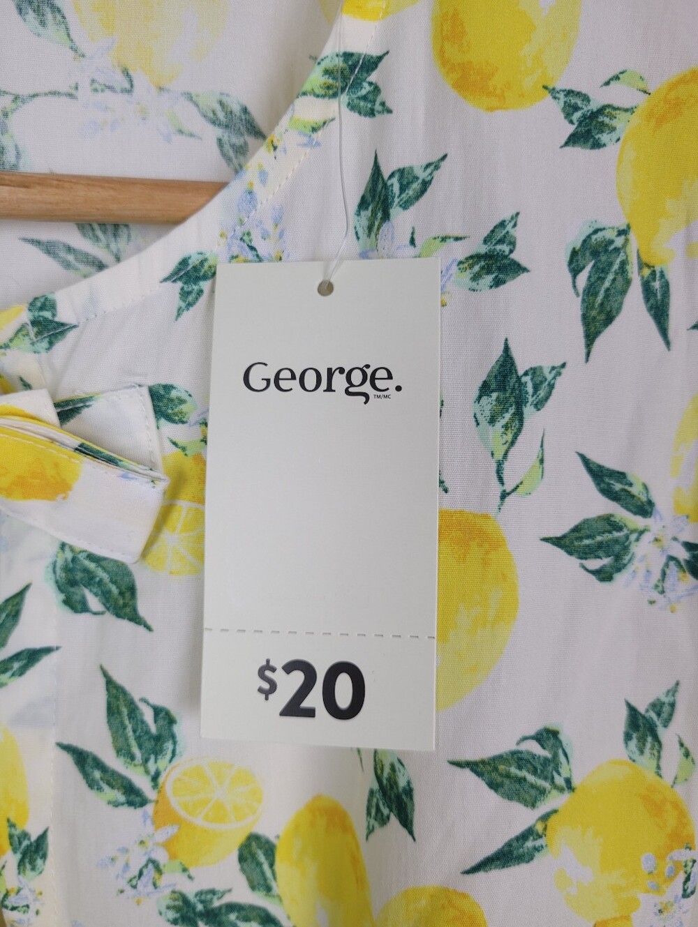 George XXL Lemon Print Cotton Dress NWT Yellow White Puff Sleeve - Picture 8 of 8